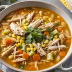 Homemade Sopa de Pollo in a Bowl with Fresh Vegetables