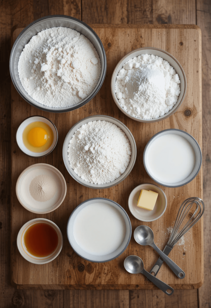 Ingredients for Heart Cake on a Kitchen Counter