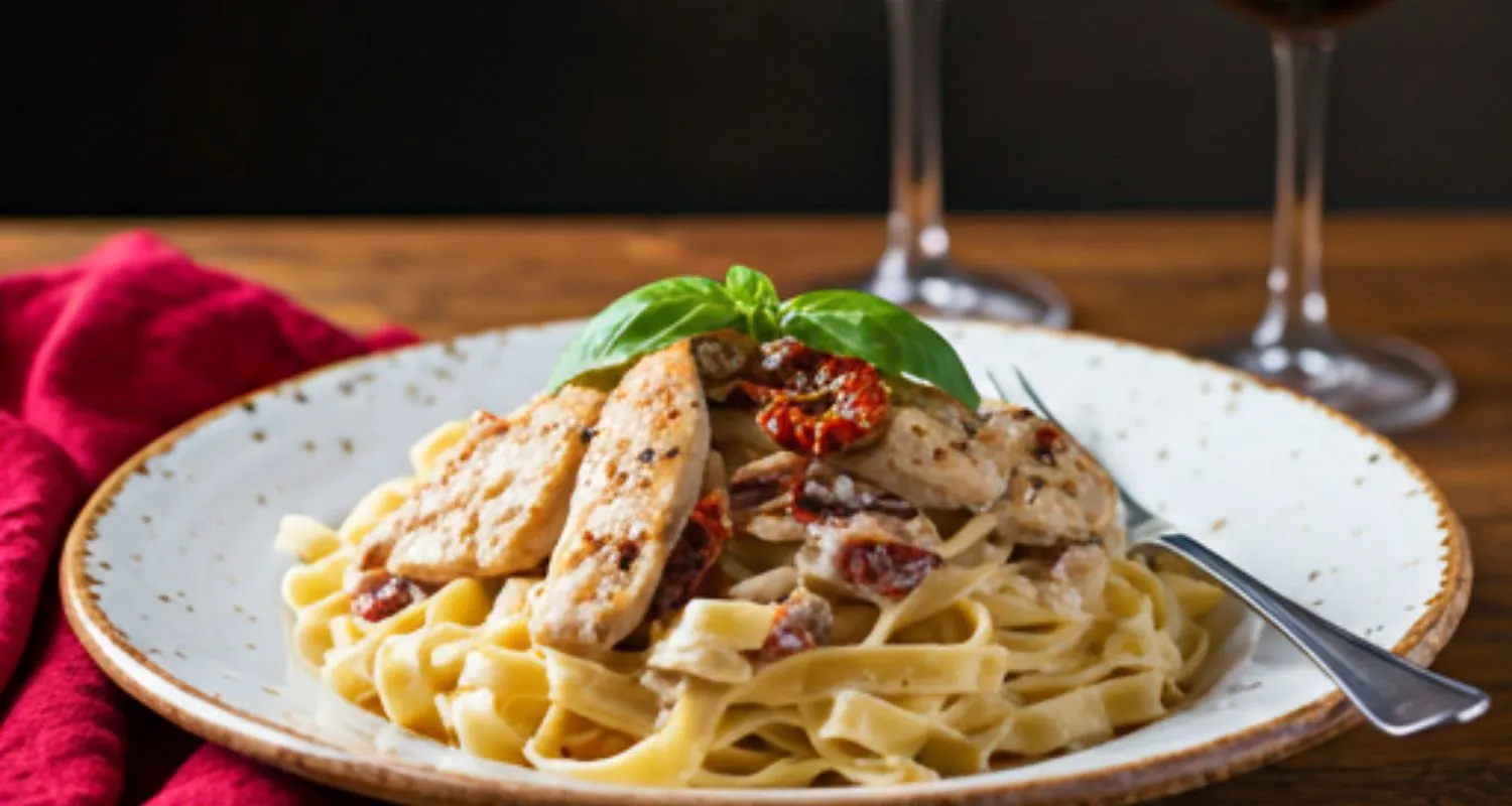 Marry Me Chicken Pasta with Creamy Sauce and Parmesan Garnish