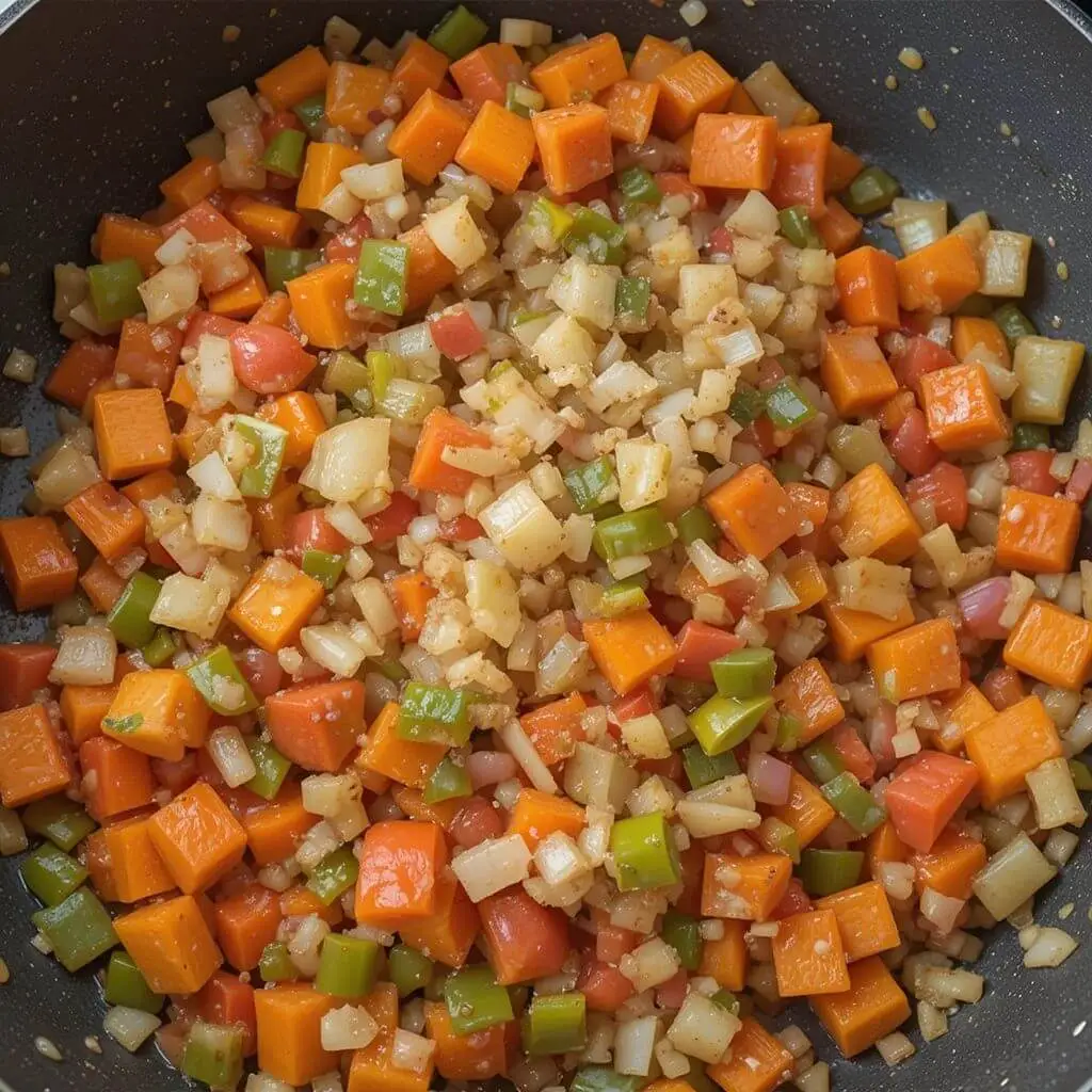 Cook the vegetables for terra massoud recipe