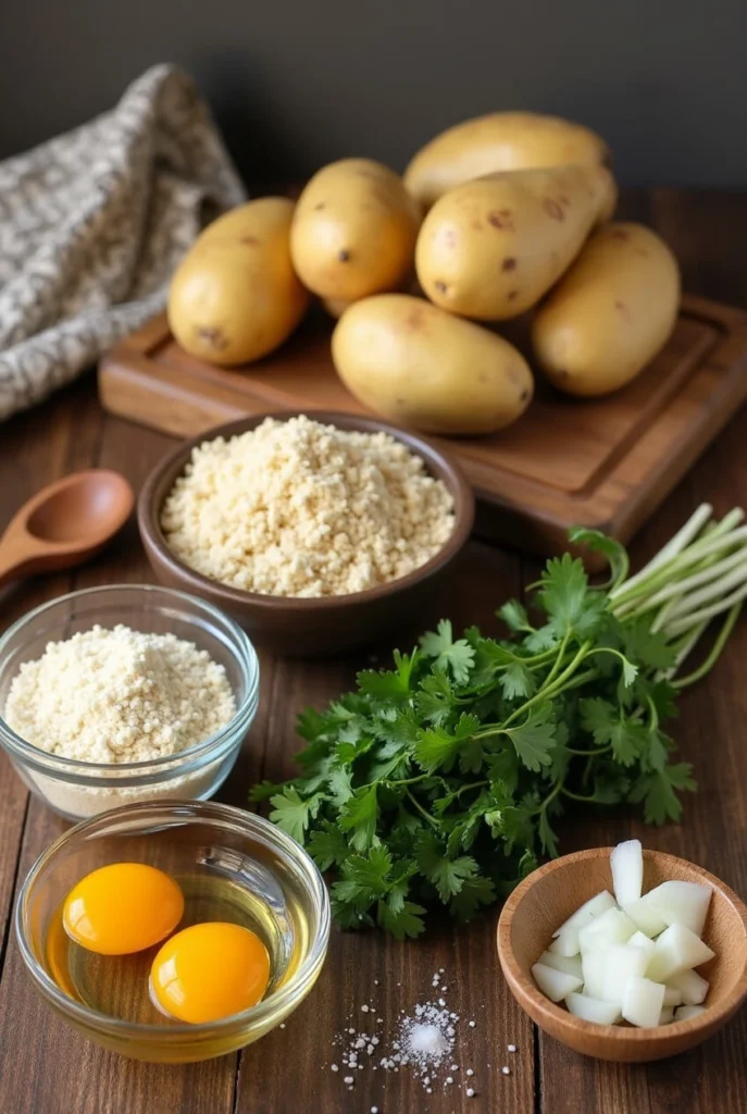 Ingredients for Passover Potato Pie: Potatoes, Matzo Meal, Eggs, and More