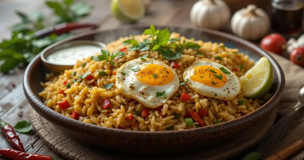 Anjappar Style Egg Fried Rice Recipe in a Rustic Bowl