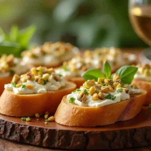 goat cheese and pistachio bruschetta