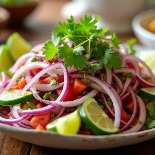 Fresh Cebolla Ensalada with Red Onions and Cilantro