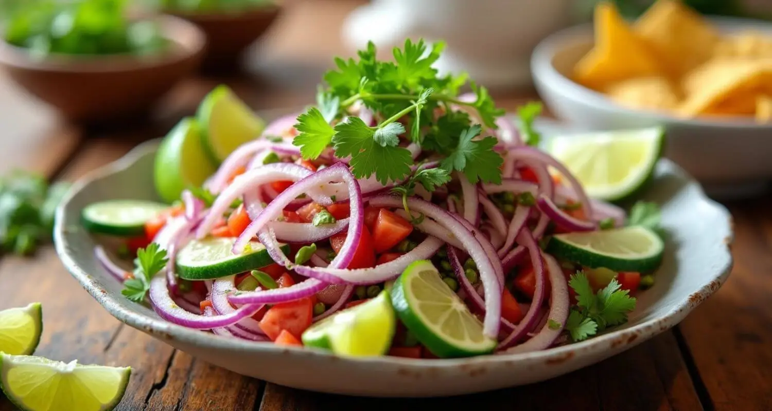 Fresh Cebolla Ensalada with Red Onions and Cilantro