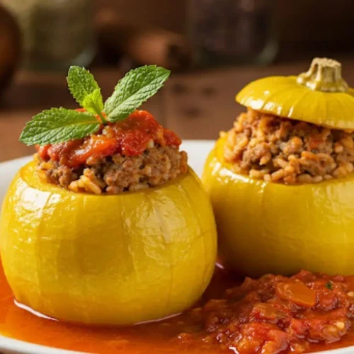 Stuffed Cousa Squash Ready to Serve