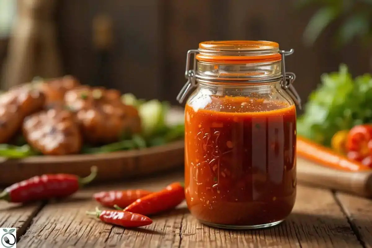 Homemade Datil Pepper Sauce with Grilled Chicken and Chili Peppers