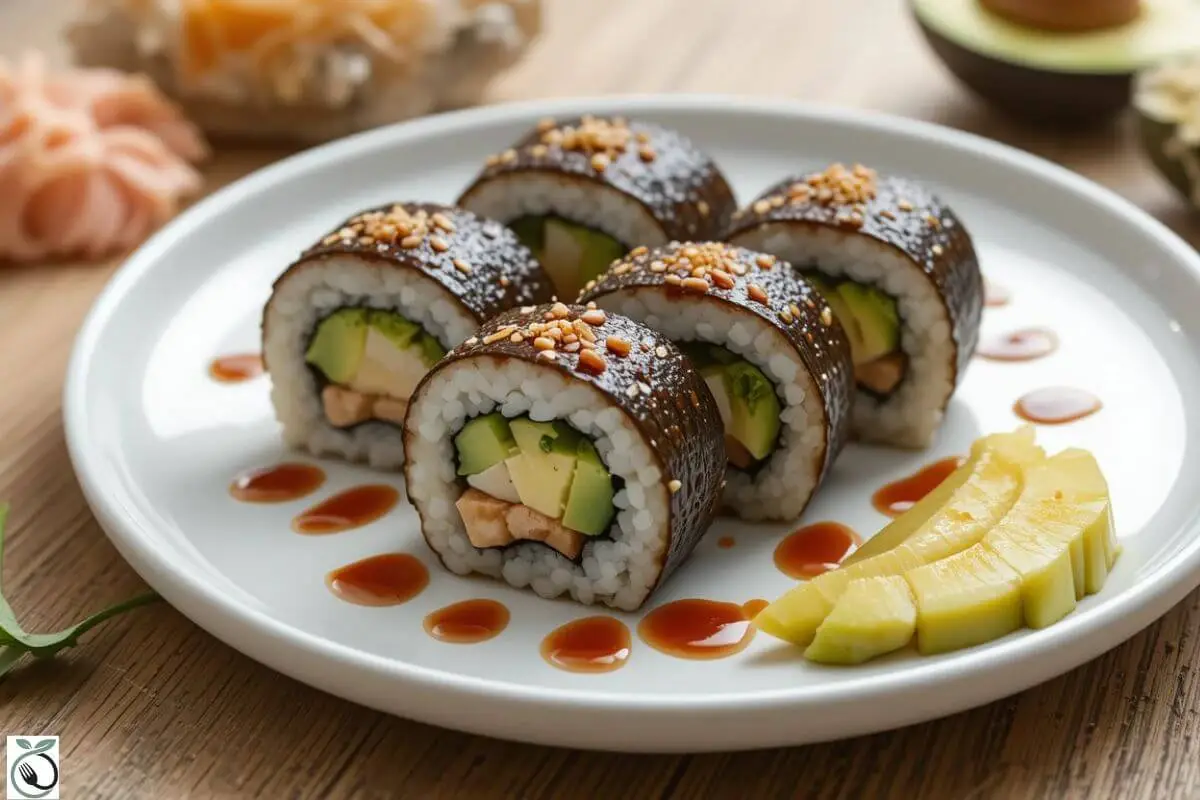 Fresh Eel Avocado Roll with Sushi Rice and Nori